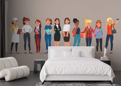 women different profession character vector design no2 Wall mural