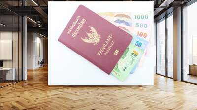 Thailand passport with money Wall mural