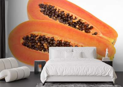 papaya healthy fresh fruit from nature isolated on a white background. Wall mural