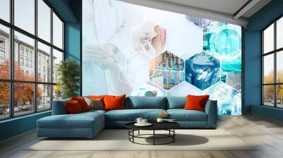 concept of medical technology service to solve people health.healthcare and medical doctor working i Wall mural