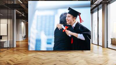 Happy woman on her graduation day University. Education and people. Wall mural