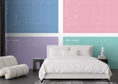 4 set of the week planner.  Wall mural