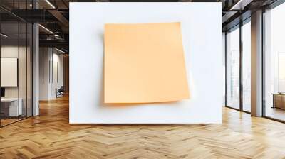 A blank yellow sticky note., isolated white background Wall mural