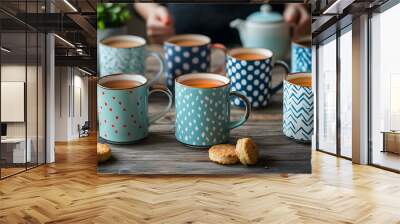 Assorted Coffee Cups with Different Patterns
 Wall mural