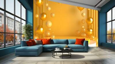 Golden Balloons with Circular Platform
 Wall mural