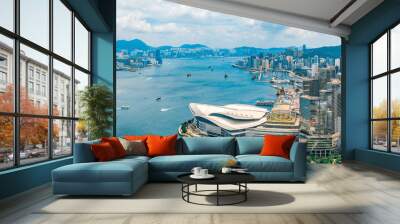 aerial view of hong kong skyline Wall mural