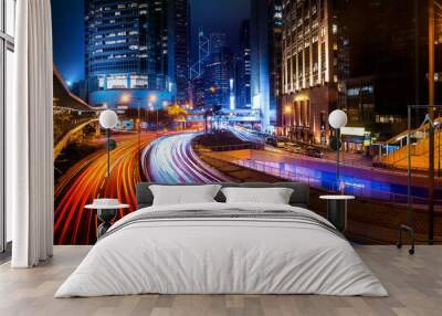 Hong Kong Central Night Scenes Wall mural