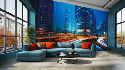 Hong Kong City Night Scenes Wall mural