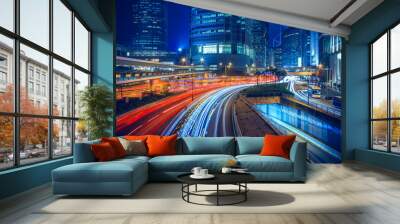 Hong Kong city night scenes Wall mural