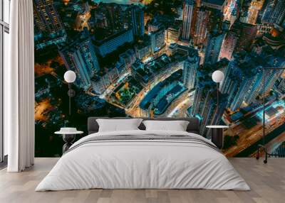 Hong Kong cityscape in aerial view Wall mural