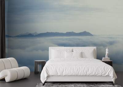 Misty Hong Kong City in spring seasons Wall mural