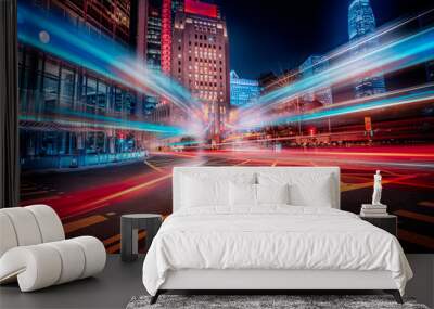 Motion speed effect in modern city street Wall mural