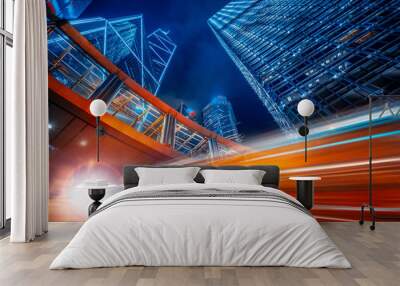 Motion speed effect in modern city street Wall mural