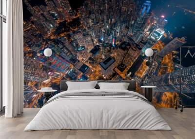 Panorama aerial view of Hong Kong Financial District Wall mural