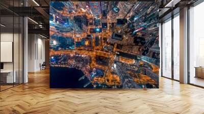 Panorama aerial view of Hong Kong Financial District Wall mural