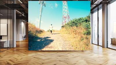 Woman hiking on Te Ahumairangi Hill, Wellington New Zealand Wall mural