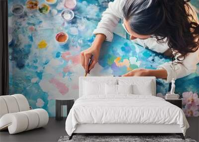 child painting with brush Wall mural