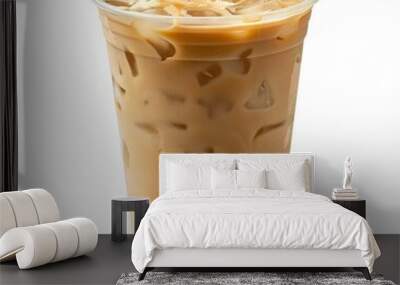 Iced Chai Tea Latte in takeaway cup without logo, isolated on white background. generative AI Wall mural