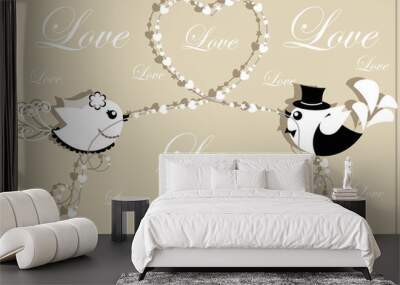 Birds of the bride and groom. Wall mural