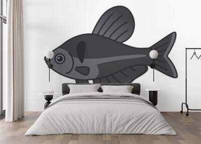 Black phantom tetra fish illustration Wall mural