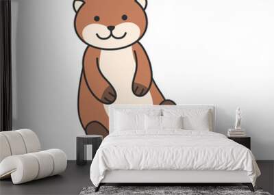 Cute otter cartoon icon on white background. Vector illustration. Wall mural