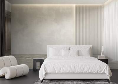 Contemporary bright empty interior with blank wall . 3d render illustration mockup. Wall mural