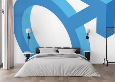 3d isometric blue male gender symbol representing masculinity Wall mural