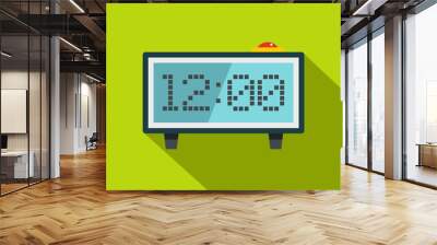 Alarm clock icon, flat style Wall mural