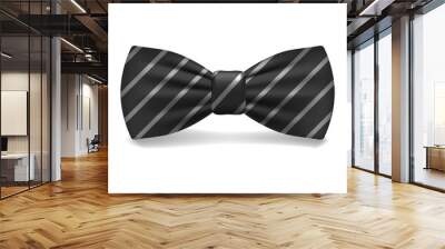 Black striped bowtie icon. Realistic illustration of black striped bowtie vector icon for web design Wall mural