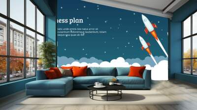 Business plan launching concept, cartoon style Wall mural