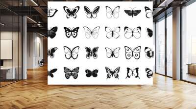 Butterfly icon set, simple style Wall mural