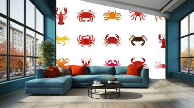 Cancer icon set, flat style Wall mural