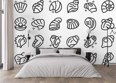 Conch icons set outline vector. Shell beach. Snail nature Wall mural