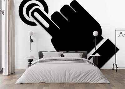 Cursor hand click icon, simple black style Wall mural