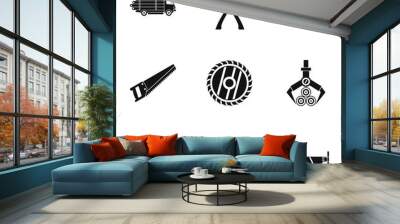 Cutting down trees icons set, simple style Wall mural