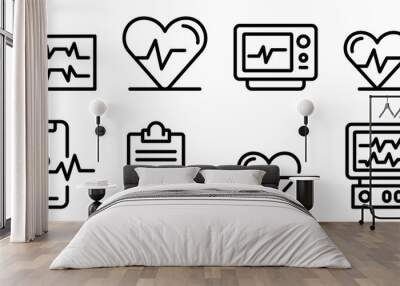 Electrocardiogram icons set. Outline set of electrocardiogram vector icons for web design isolated on white background Wall mural