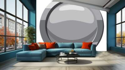 Gray button icon, cartoon style Wall mural