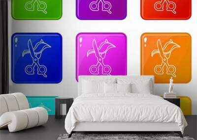 Haircut icons set 9 color collection isolated on white for any design Wall mural