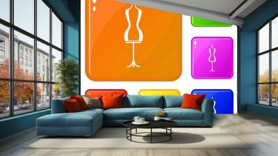 Mannequin icons set collection vector 6 color isolated on white background Wall mural