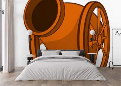 Medieval cannon icon, cartoon style Wall mural