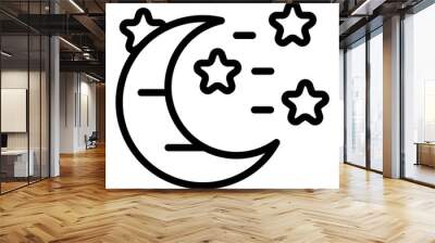 Moon stars icon. Outline Moon stars vector icon for web design isolated on white background Wall mural