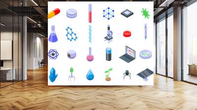 Nanotechnology icons set. Isometric set of nanotechnology vector icons for web design isolated on white background Wall mural