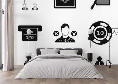 Noctidial icons set, simple style Wall mural