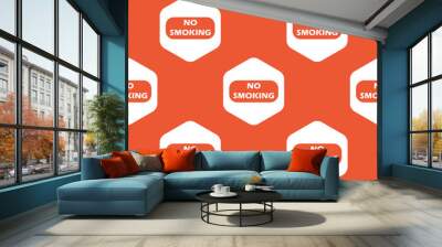 Orange hexagon NO SMOKING pattern Wall mural