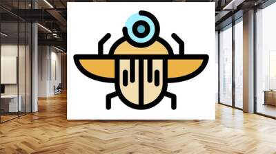 Pharaoh scarab beetle icon. Outline pharaoh scarab beetle vector icon color flat isolated Wall mural