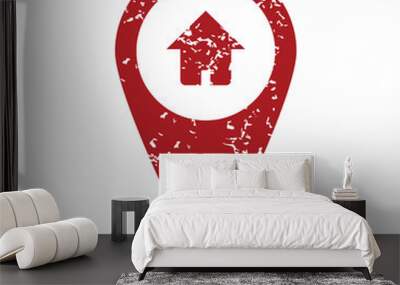 Red grunge home pointer logo Wall mural