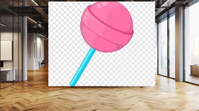 Round pink lollipop icon. Cartoon illustration of round pink lollipop vector icon for web design Wall mural