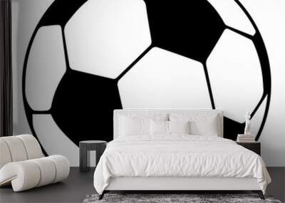 Soccer ball icon, simple black style Wall mural