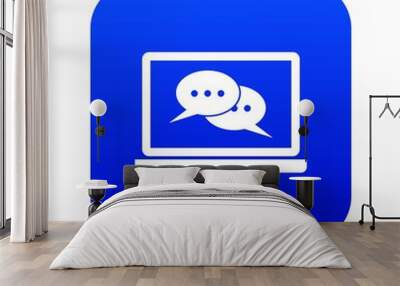 Speech bubbles on laptop screen icon digital blue for any design isolated on white vector illustration Wall mural