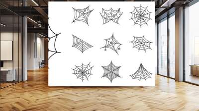 Spider icon set. Outline set of spider vector icons for web design isolated on white background Wall mural